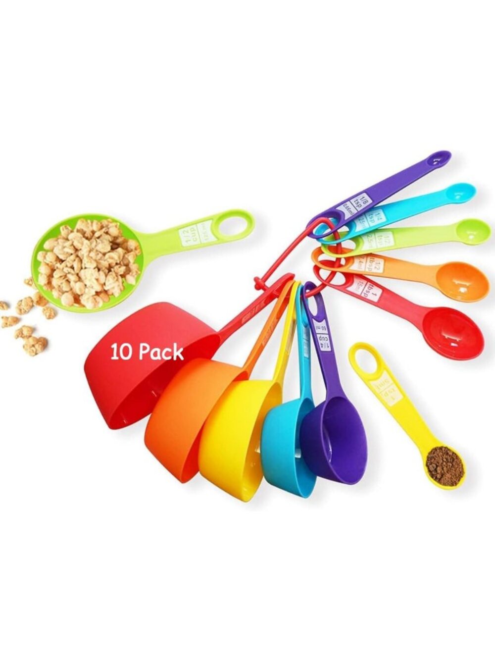 Colorful 12-Piece Measuring Cups & Spoons Set - Durable, Nesting, Dishwasher